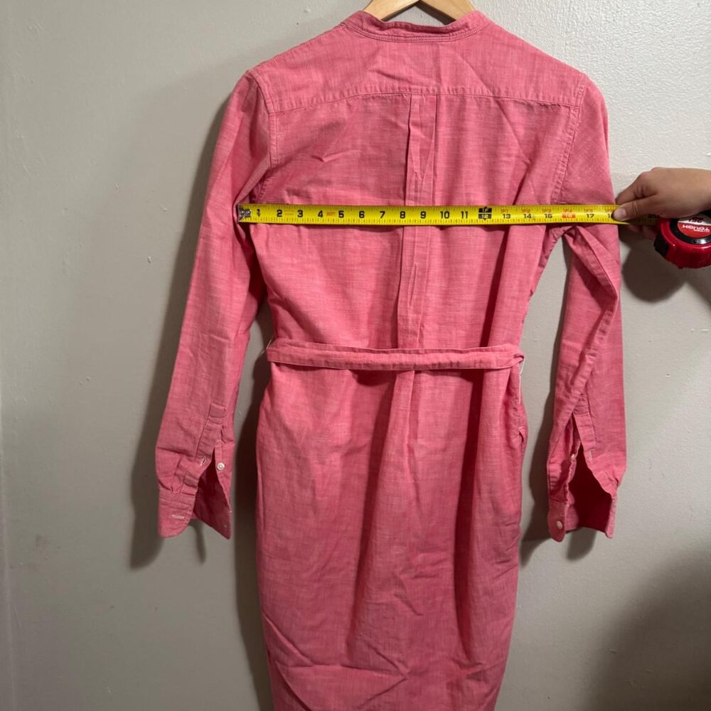 Gap WomensDress XS Shirt Button Up Long Sleeve Coral Red Chambray Relaxed Cotton - Picture 12 of 13